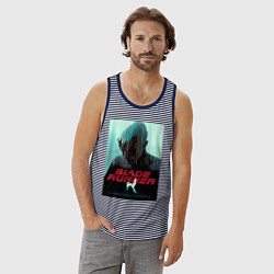 Майка мужская хлопок Слезы в дожде Blade Runner, цвет: синяя тельняшка — фото 2