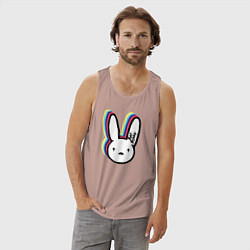 Майка мужская хлопок Bad Bunny logo, цвет: пыльно-розовый — фото 2