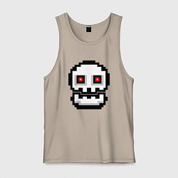 Майка мужская хлопок Skull Geometry Dash, цвет: миндальный