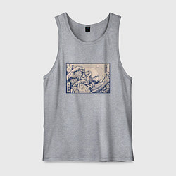 Майка мужская хлопок Японская лягушка Укиё-э, цвет: меланж