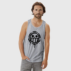 Майка мужская хлопок One Piece знак черной краской, цвет: меланж — фото 2