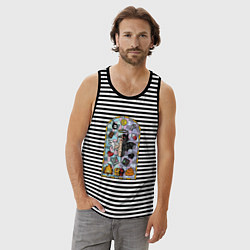 Майка мужская хлопок Фреска Исаак, цвет: черная тельняшка — фото 2