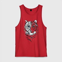 Майка мужская хлопок Белый тигр, цвет: красный