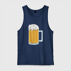 Майка мужская хлопок Beer Cat, цвет: тёмно-синий