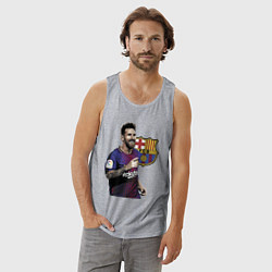 Майка мужская хлопок Lionel Messi Barcelona Argentina, цвет: меланж — фото 2