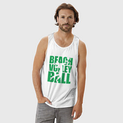 Майка мужская хлопок Beach Volleyball, цвет: белый — фото 2