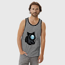 Майка мужская хлопок Among Us, цвет: черная тельняшка — фото 2