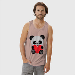Майка мужская хлопок Love Панда, цвет: пыльно-розовый — фото 2