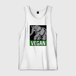 Майка мужская хлопок Vegan elephant, цвет: белый