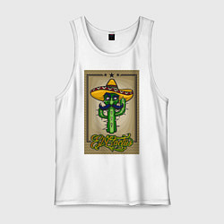 Майка мужская хлопок El Cactus - Кактус Мексиканец, цвет: белый
