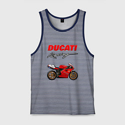 Майка мужская хлопок DUCATI ДУКАТИ MOTOSPORT, цвет: синяя тельняшка