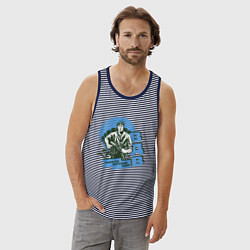 Майка мужская хлопок Никто кроме нас, цвет: синяя тельняшка — фото 2