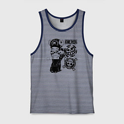 Майка мужская хлопок Тони Тони Чоппер и Трафальгар Ло One Piece, цвет: синяя тельняшка