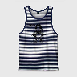 Майка мужская хлопок Эйс, Луффи и Сабо - Братство ASL, цвет: синяя тельняшка