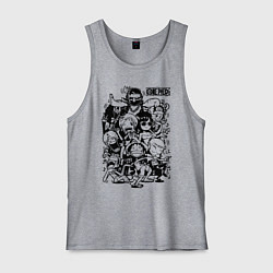 Майка мужская хлопок Персонажи Ван-Пис Большой куш, цвет: меланж