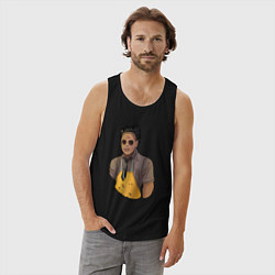 Майка мужская хлопок Dead by daylight Кожаное лицо, цвет: черный — фото 2