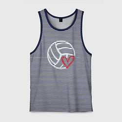 Майка мужская хлопок Love Volleyball, цвет: синяя тельняшка