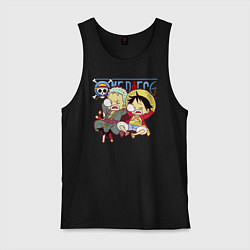 Майка мужская хлопок Малыши Зоро и Луффи One Piece, цвет: черный