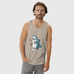 Майка мужская хлопок Котоакула, цвет: миндальный — фото 2