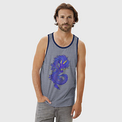 Майка мужская хлопок Blue dragon, цвет: синяя тельняшка — фото 2