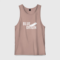 Майка мужская хлопок Blue Origin logo перо, цвет: пыльно-розовый