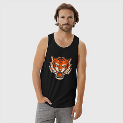 Майка мужская хлопок Super Tiger, цвет: черный — фото 2