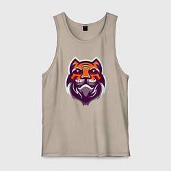 Майка мужская хлопок Tiger Smile, цвет: миндальный