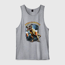 Майка мужская хлопок Пивозавриха Динозавр с пивом, цвет: меланж