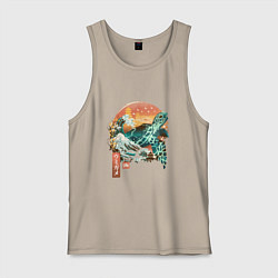 Майка мужская хлопок Черепаха Япония, цвет: миндальный