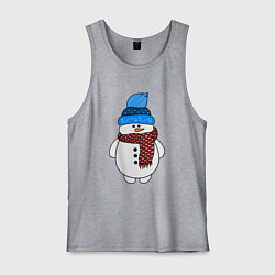 Майка мужская хлопок Снеговик в шапочке, цвет: меланж