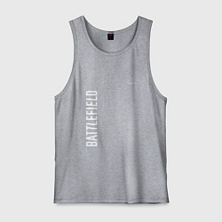 Майка мужская хлопок BATTLEFIELD 2042 БЕЛЫЙ ЛОГОТИП, цвет: меланж