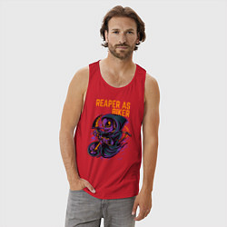 Майка мужская хлопок Велосипедист с косой, цвет: красный — фото 2