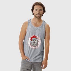 Майка мужская хлопок Merry Christmas Yippee Ki Yay, цвет: меланж — фото 2