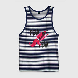 Майка мужская хлопок Pew Pew Squid, цвет: синяя тельняшка