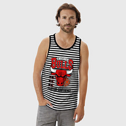 Майка мужская хлопок Chicago Bulls NBA, цвет: черная тельняшка — фото 2