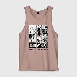 Майка мужская хлопок Герои сенен манг One punch man one piece, цвет: пыльно-розовый