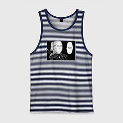 Майка мужская хлопок Любимое слово Геральта FUCK, цвет: синяя тельняшка