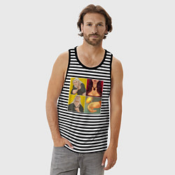 Майка мужская хлопок Ведьмаку Заплатите Чеканной Монетой, цвет: черная тельняшка — фото 2