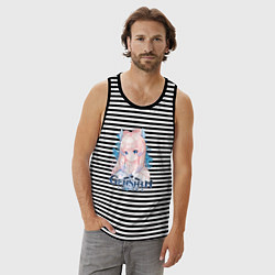 Майка мужская хлопок Кокоми Kokomi Genshin Impact, цвет: черная тельняшка — фото 2