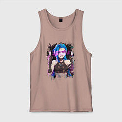 Майка мужская хлопок JINX SHOOT ARCANE LOL, цвет: пыльно-розовый