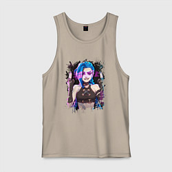 Майка мужская хлопок JINX SHOOT ARCANE LOL, цвет: миндальный