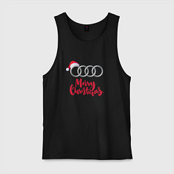 Майка мужская хлопок AUDI MERRY CHRISTMAS, цвет: черный