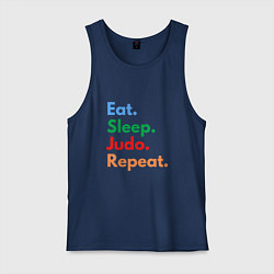 Майка мужская хлопок Eat Sleep Judo Repeat, цвет: тёмно-синий