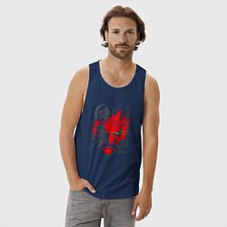 Майка мужская хлопок CYBERPUNK 2077 SAMURAI KEANU REEVES, цвет: тёмно-синий — фото 2