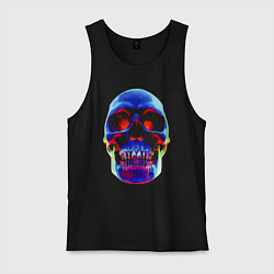Майка мужская хлопок Cool neon skull, цвет: черный
