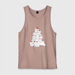 Майка мужская хлопок КОТОЁЛКА новый год, цвет: пыльно-розовый