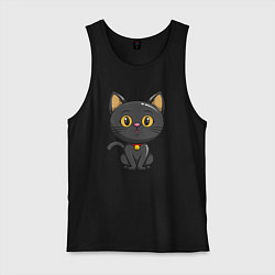 Майка мужская хлопок Черный маленький котенок, цвет: черный