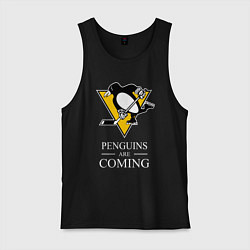 Майка мужская хлопок Penguins are coming, Pittsburgh Penguins, Питтсбур, цвет: черный