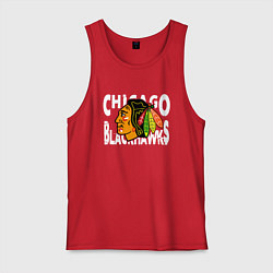 Майка мужская хлопок Чикаго Блэкхокс, Chicago Blackhawks, цвет: красный