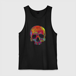 Майка мужская хлопок Cool color skull, цвет: черный